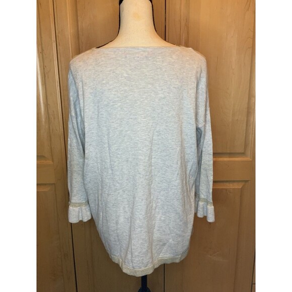 Lilly Pulitzer Women’s S Soft Charla Top With Gold Trim And Ruffled Long Sleeves - Picture 5 of 11